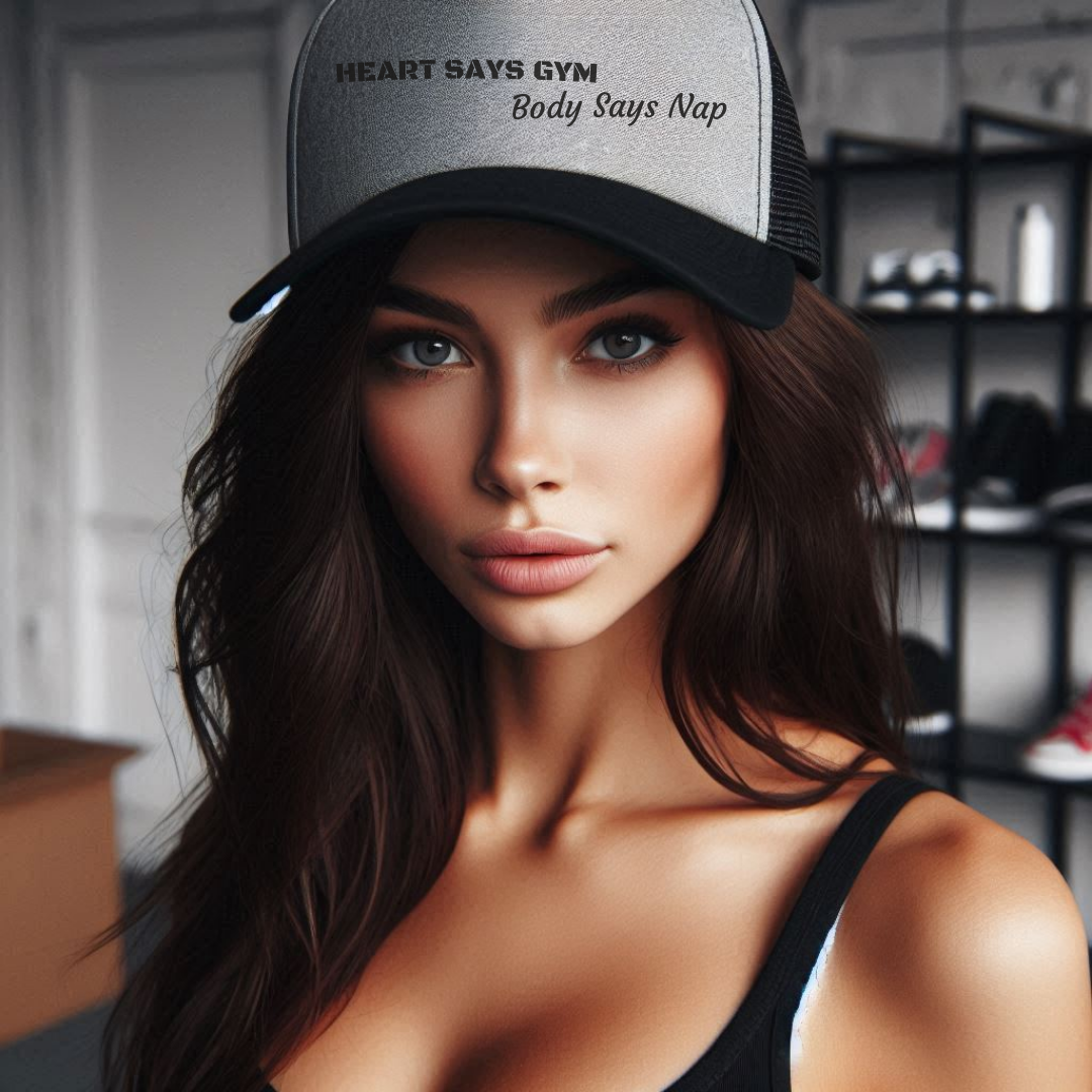 Heart Says Gym, Body Says Nap Snapback Trucker Cap