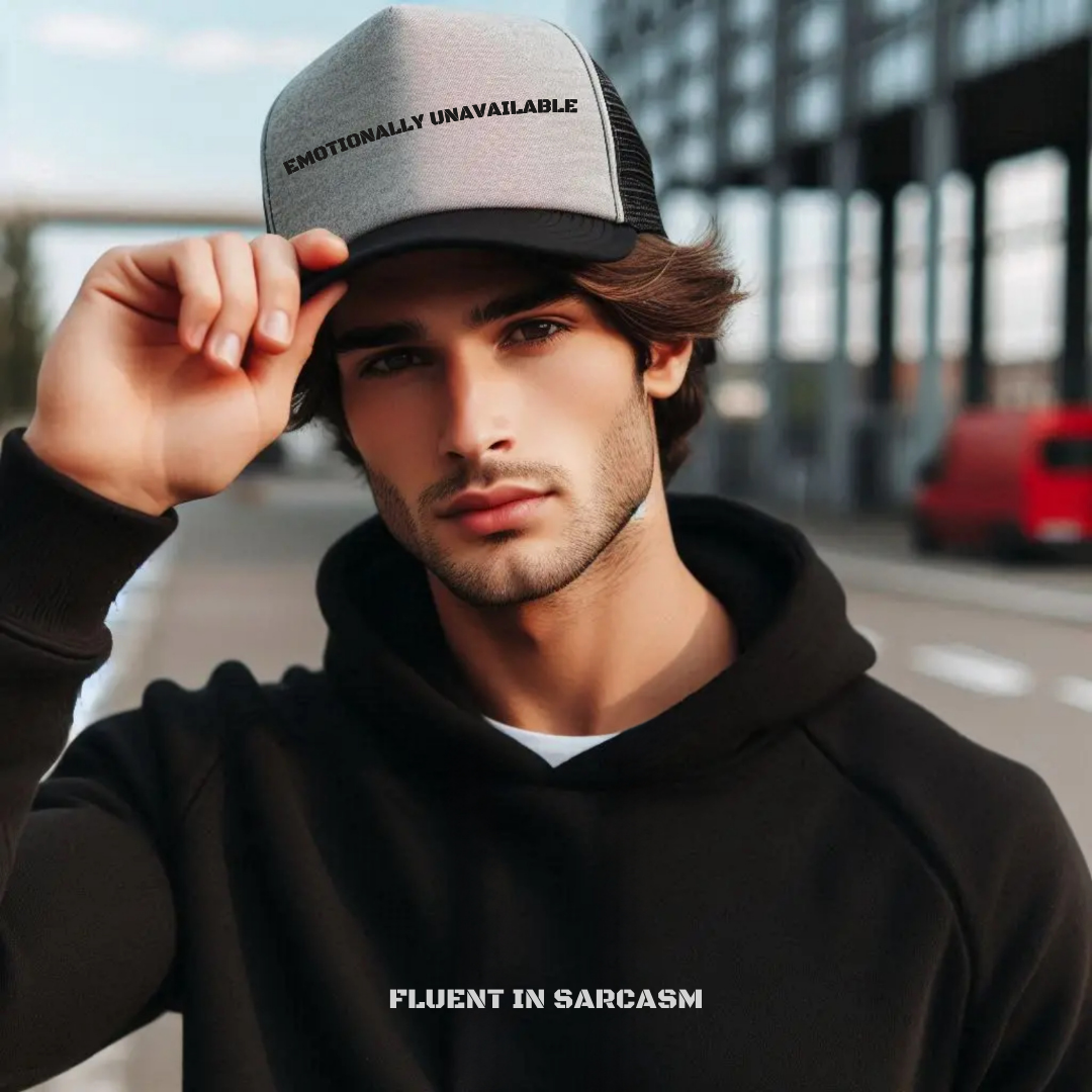 Emotionally Unavailable Snapback Trucker Cap